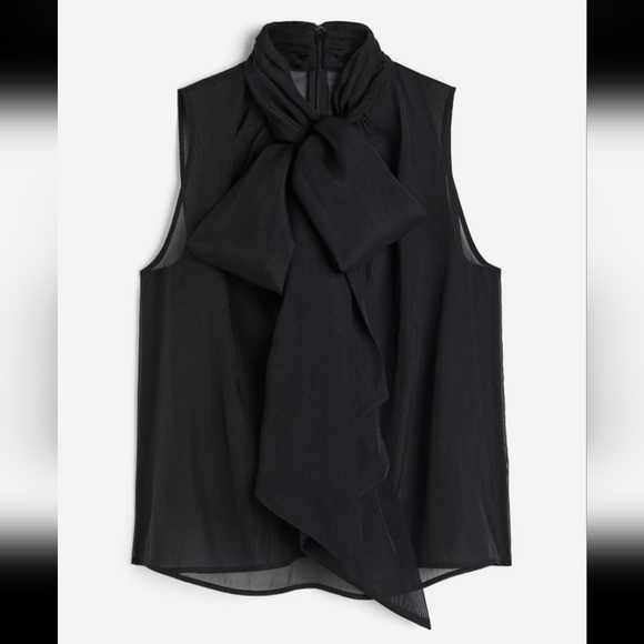 Sheer tie-neck blouse size S - Picture 2 of 11